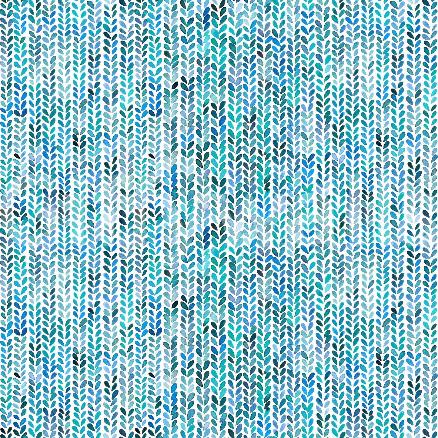 Lavender, navy, and teal stitch marks scattered through this aqua knit wallpaper