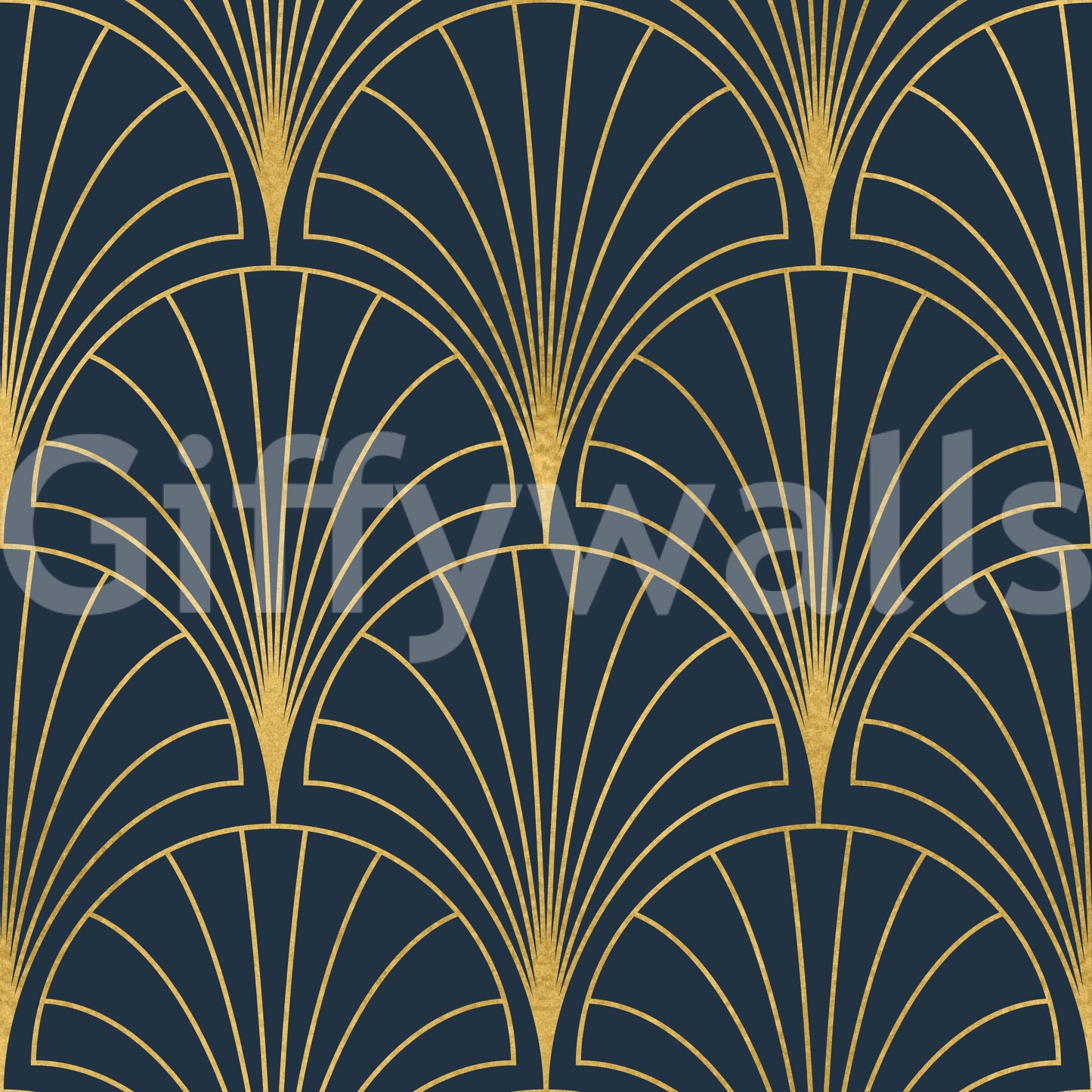 Regal Gatsby Midnight Blue and Gold Wallpaper