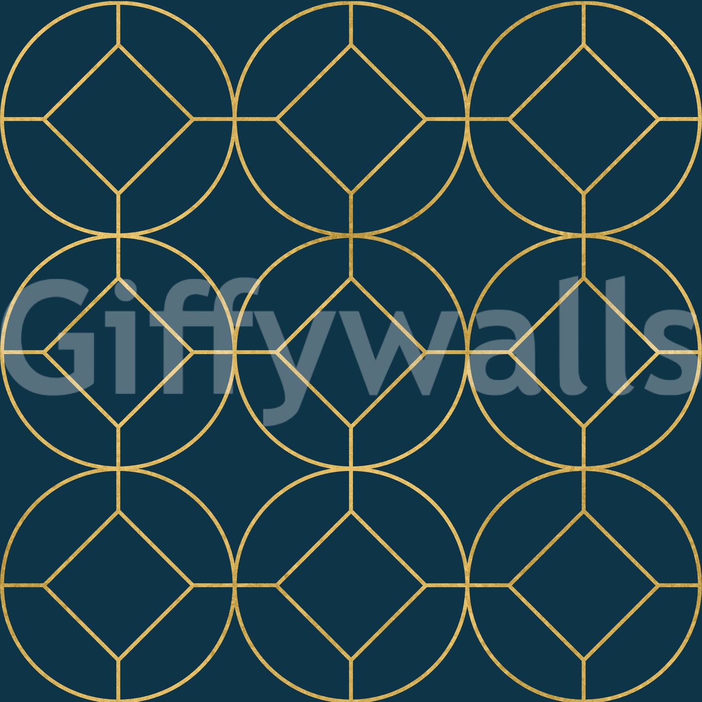 Art Deco Navy and Gold Geometric Wallpaper