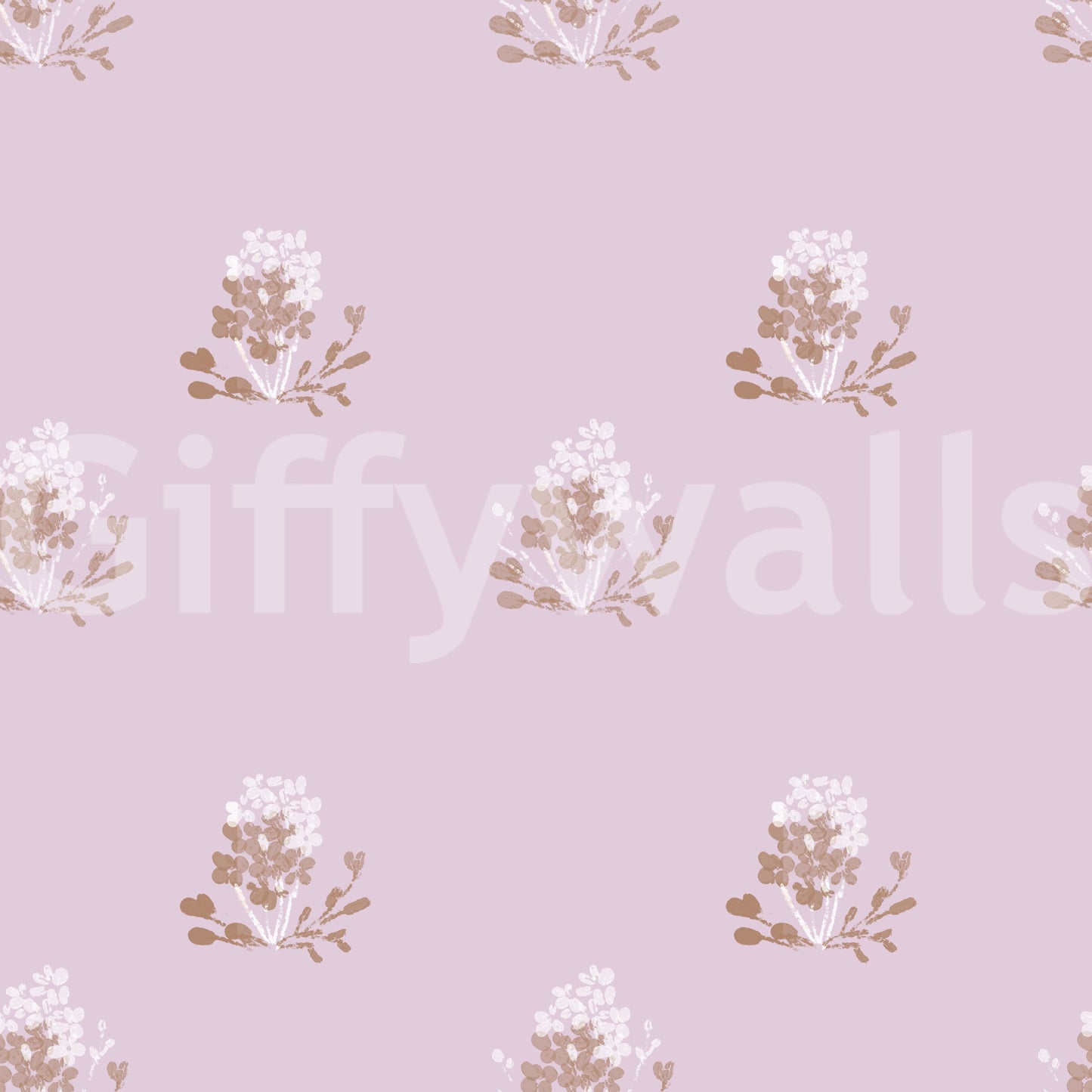 Charming Hand-Painted Lavender Floral Wallpaper