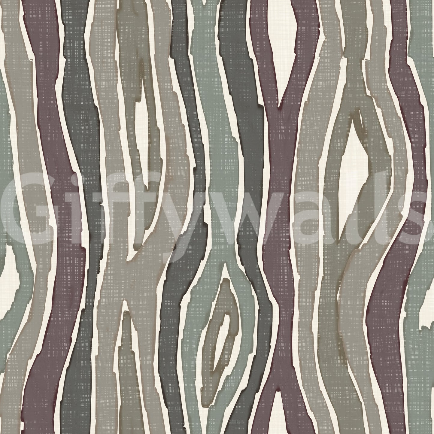 Organic Wavy Woodgrain Vertical Stripes - Earthy Muted Wallpaper