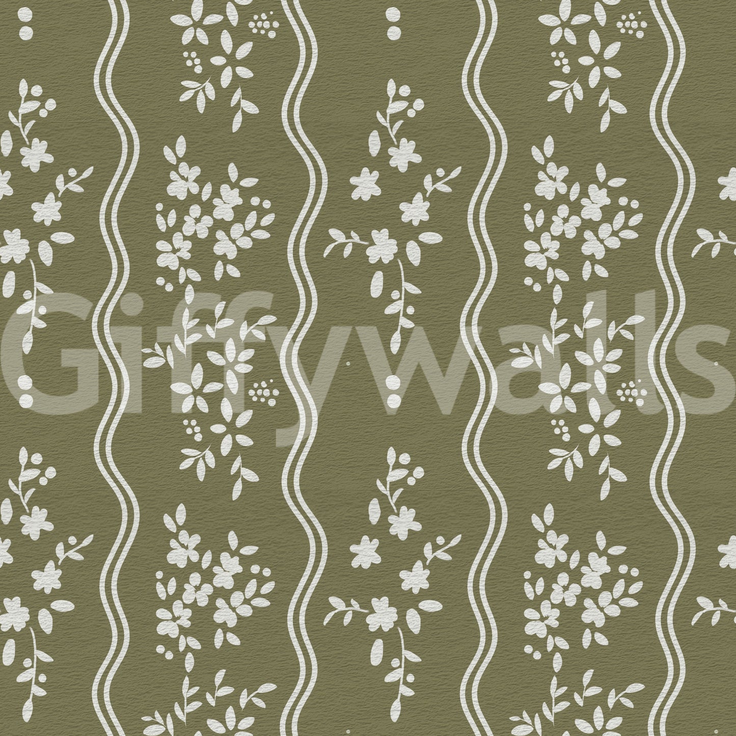 Olive Meadow Wavy Stripe Wallpaper Wallpaper