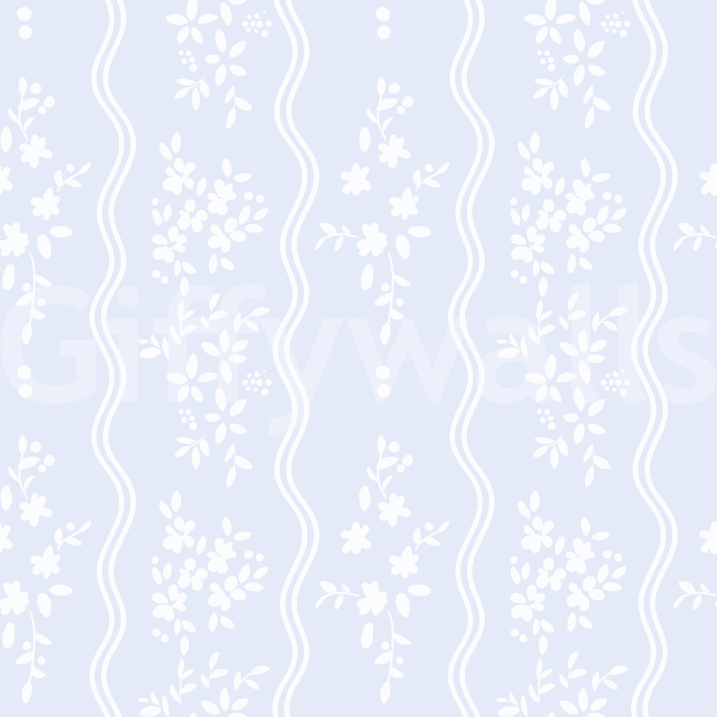 Whispering Meadow Pastel Blue Floral Stripe Wallpaper
