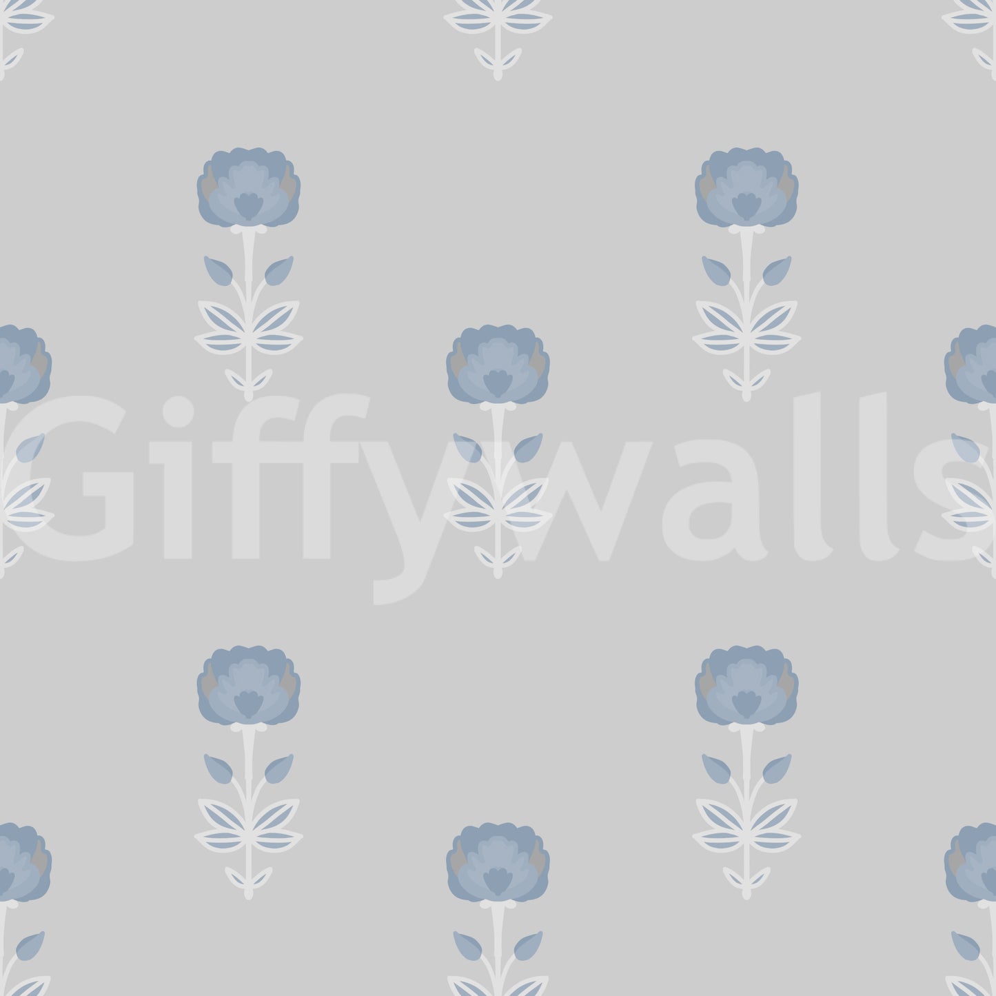 Blue Blossom Indian Block Print Wallpaper Wallpaper