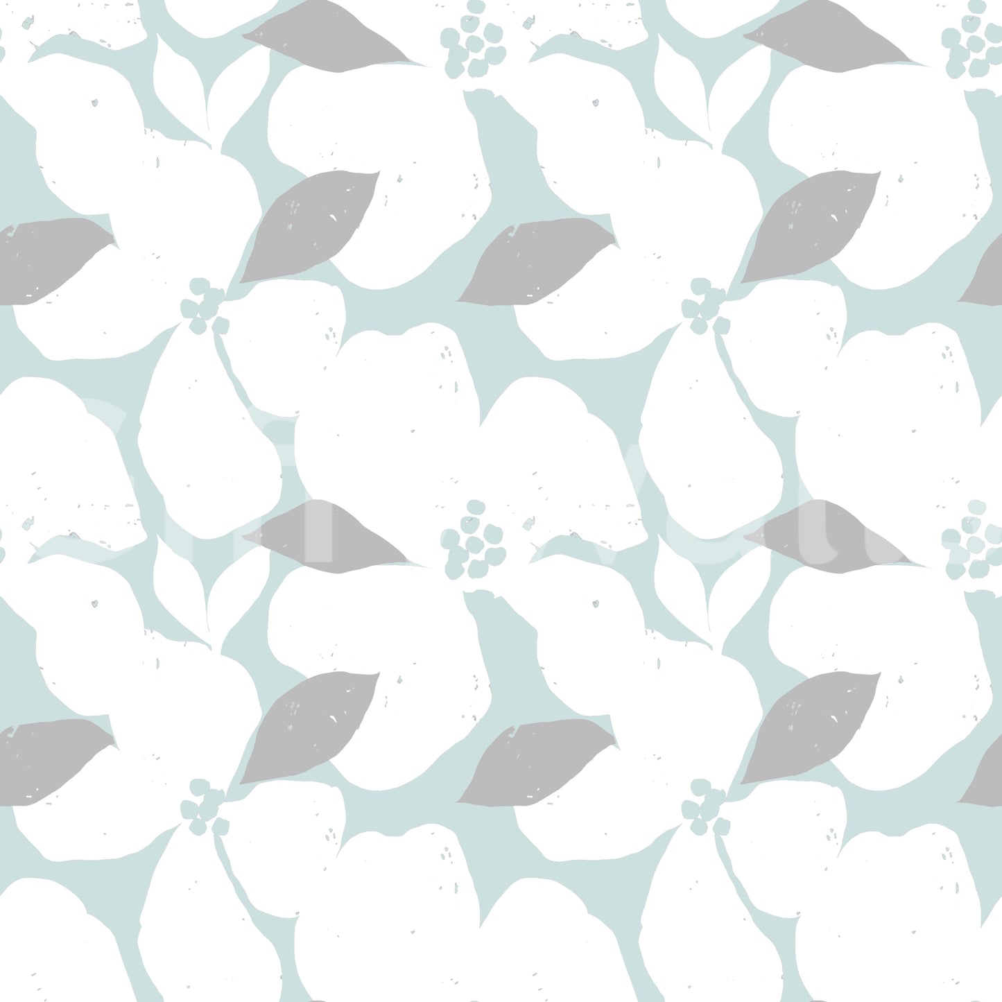 Pale Blue Pastel Bloom Floral Wallpaper Wallpaper