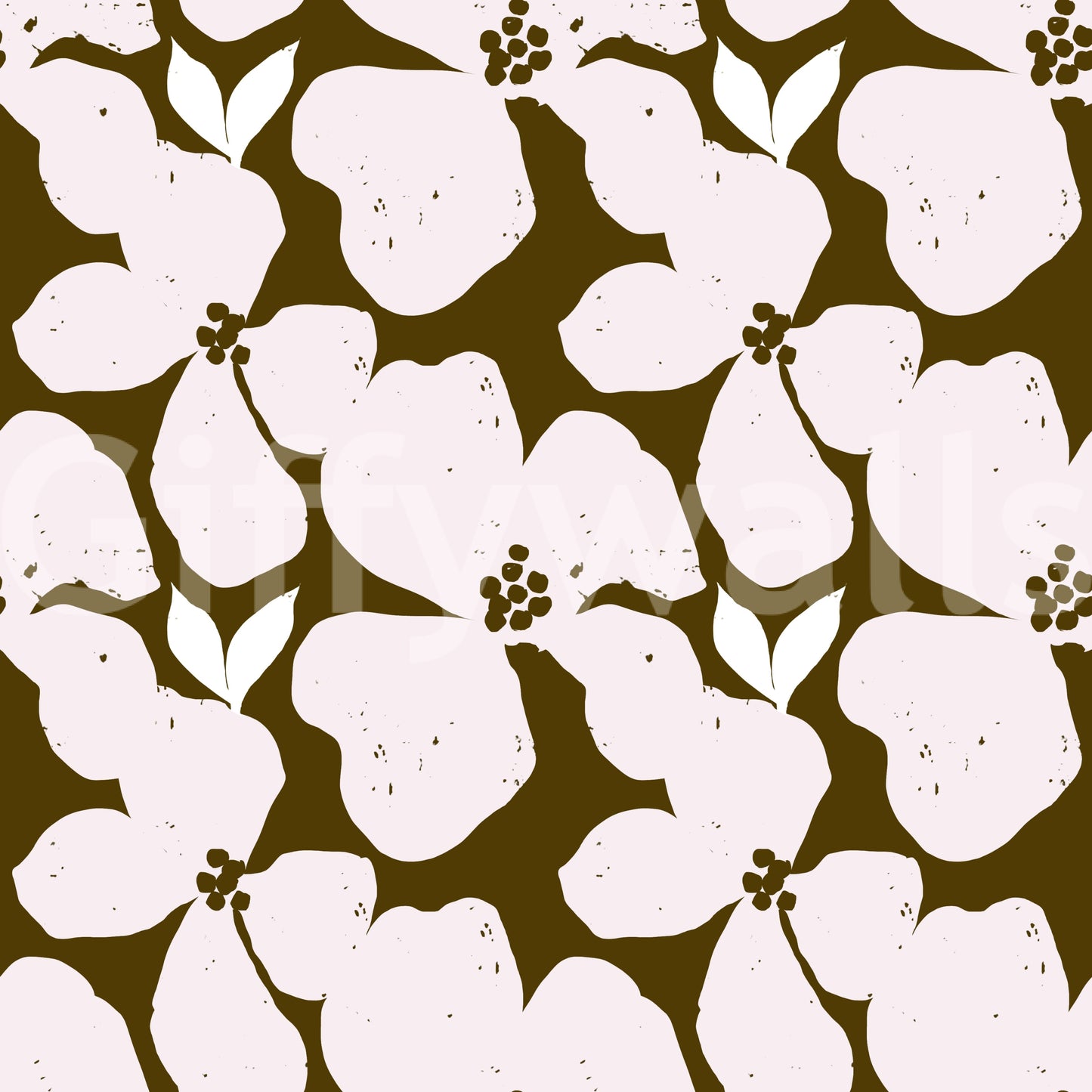 Earthy Olive and Blush Bold Floral Wallpaper Wallpaper