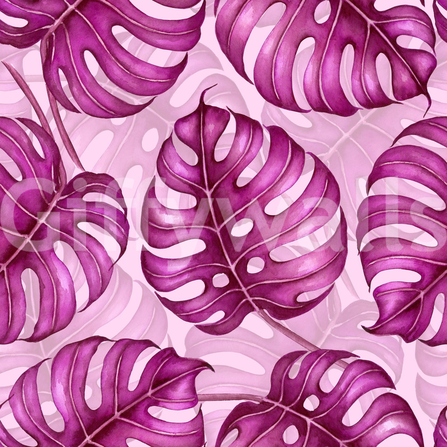 Monstera watercolor in purple Wallpaper