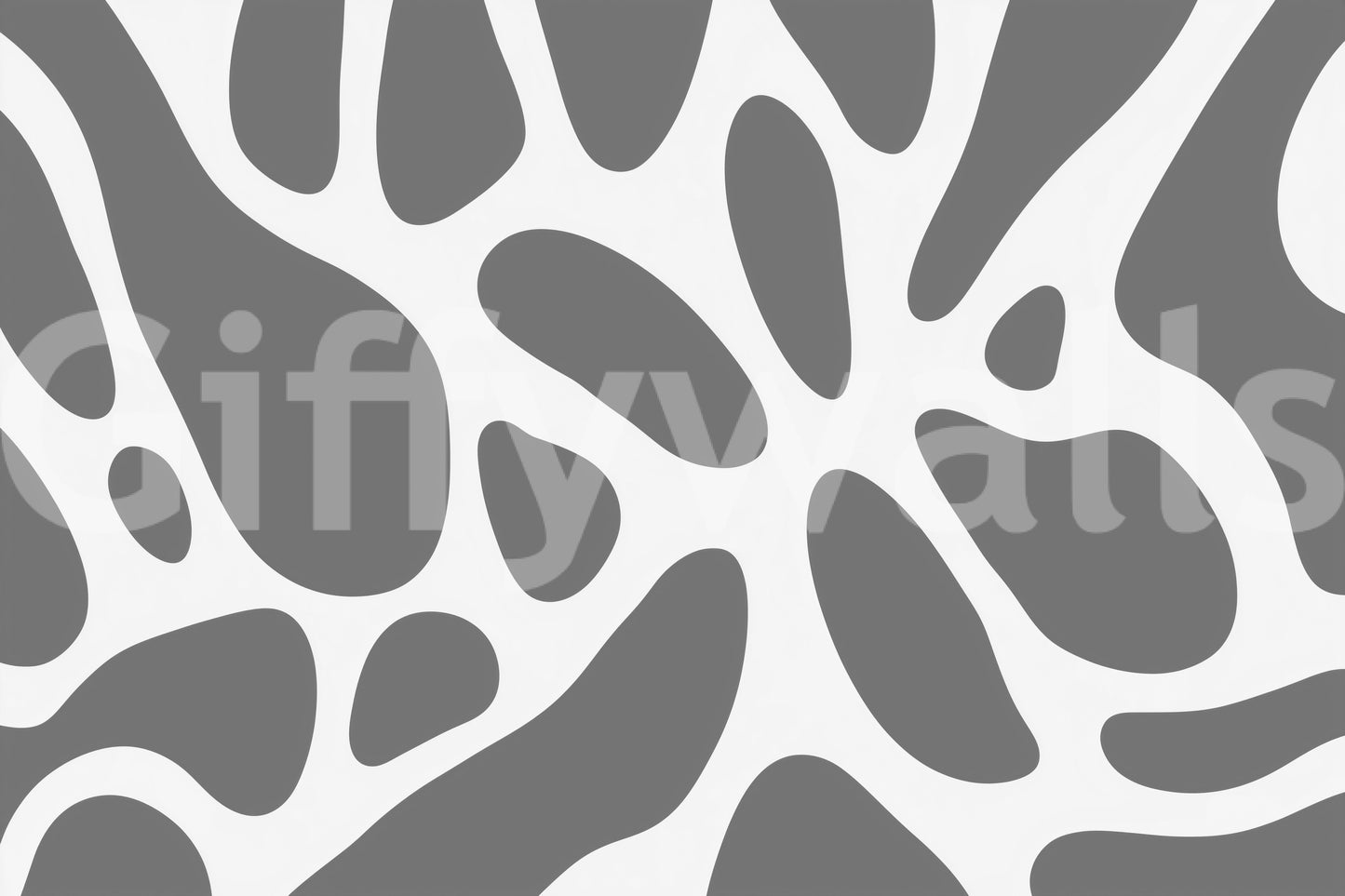 Gray Abstract Organic Fluid Shapes Wall Mural
