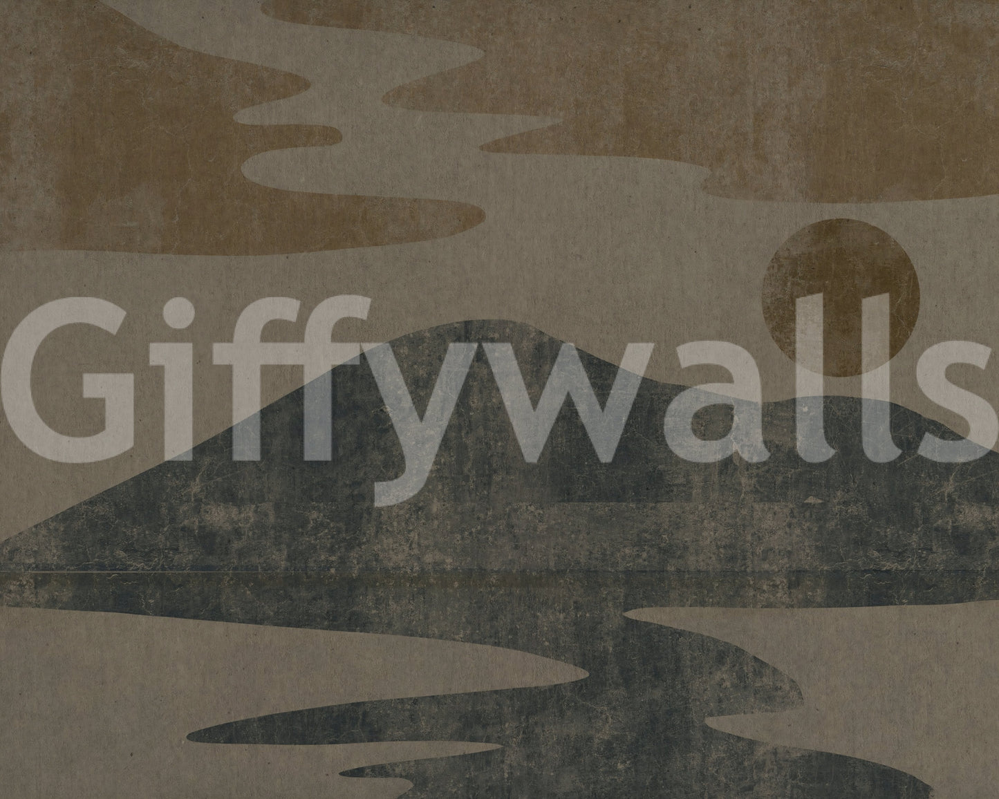 Faint reflection sits below the hills in this earthy Wabi-Sabi wall mural GD10812