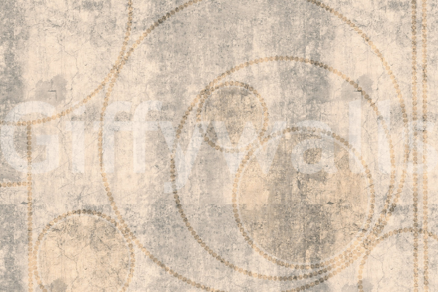 Distressed Concrete and Golden Beaded Circles Wall Mural