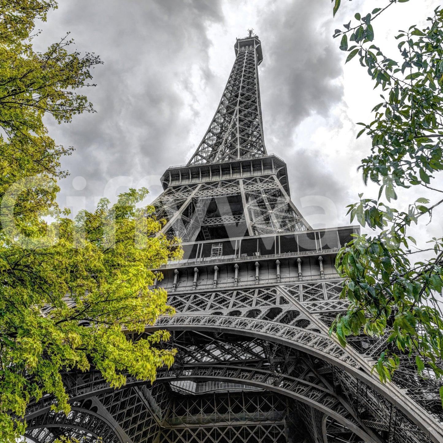 Parisian Skyward Perspective Art Wall Mural