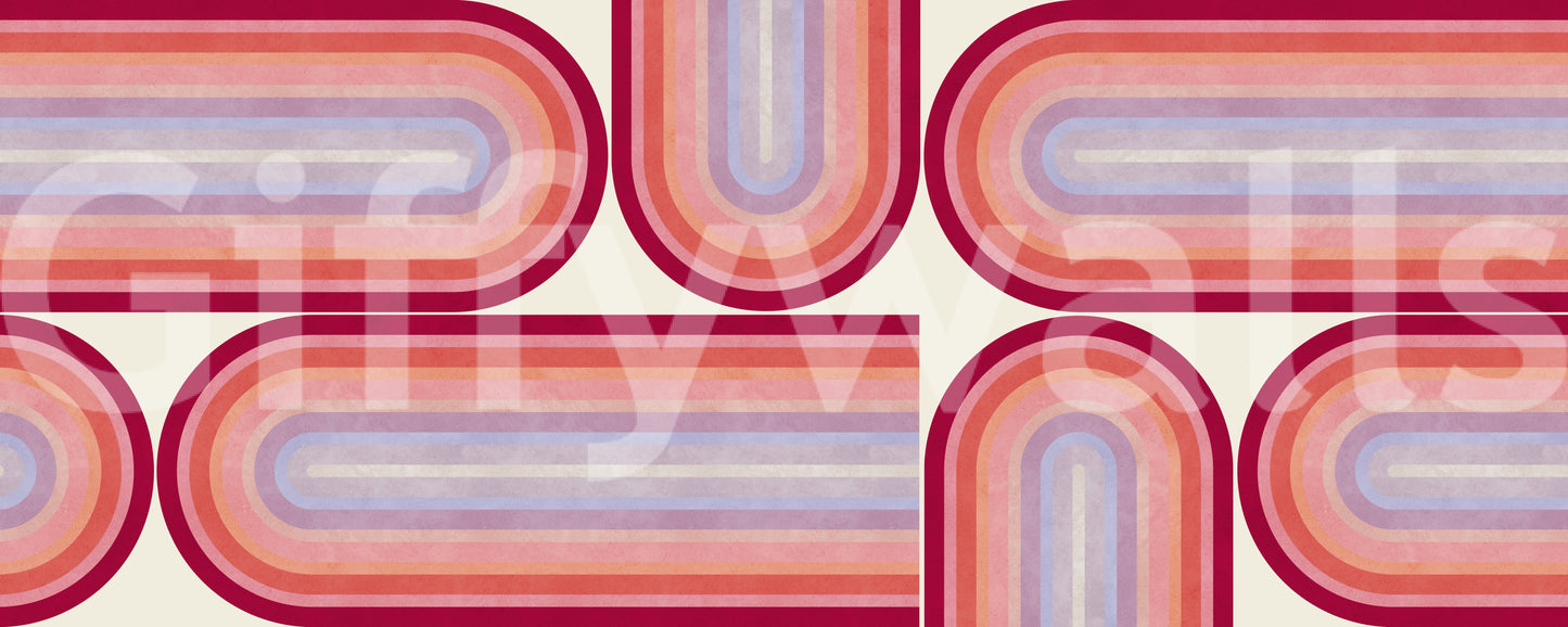 Mid Century Modern Groovy Curves Wall Mural