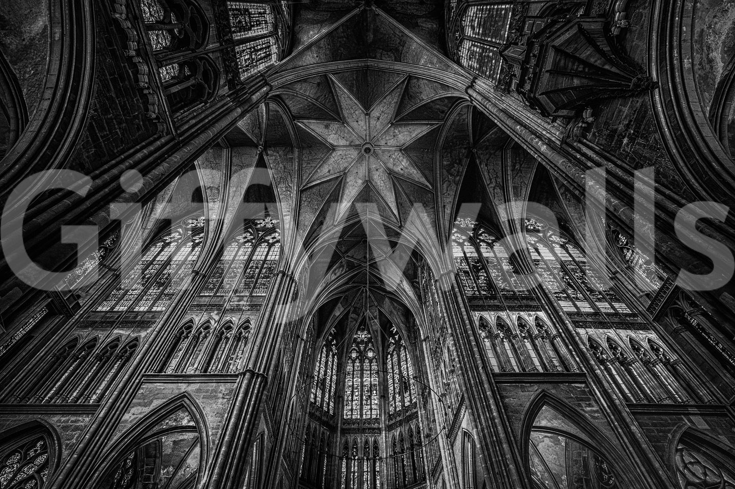 Gothic Vaults of the Cathedral Ceiling Wall Mural