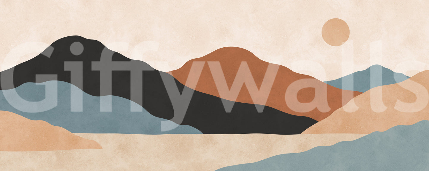 Minimalist Desert Mountain Vista Wall Mural