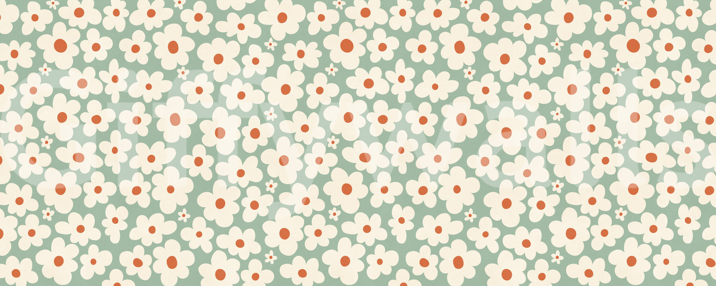 Retro Daisy Meadow Wall Mural