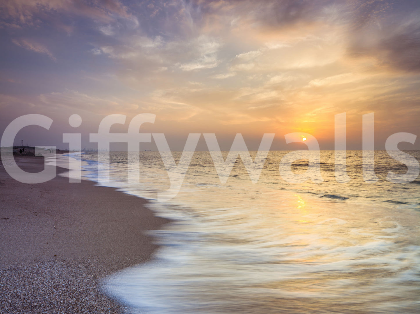Golden Hour Coastal Horizon Wall Mural