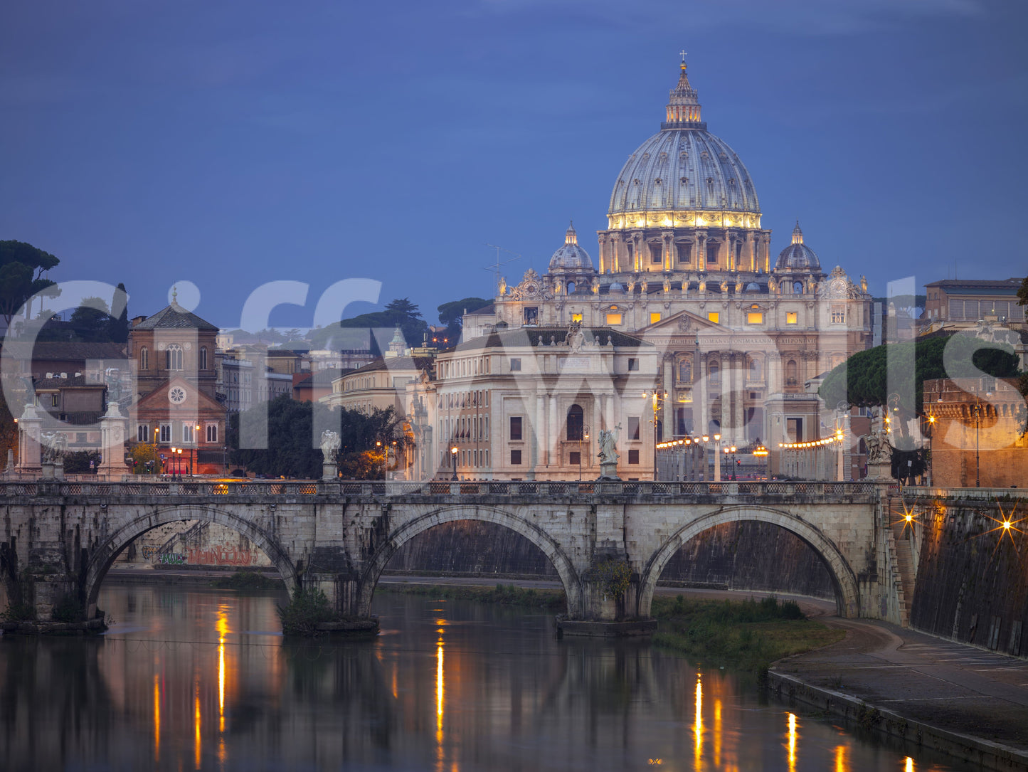 St. Peter’s Basilica Twilight Panorama Wall Mural