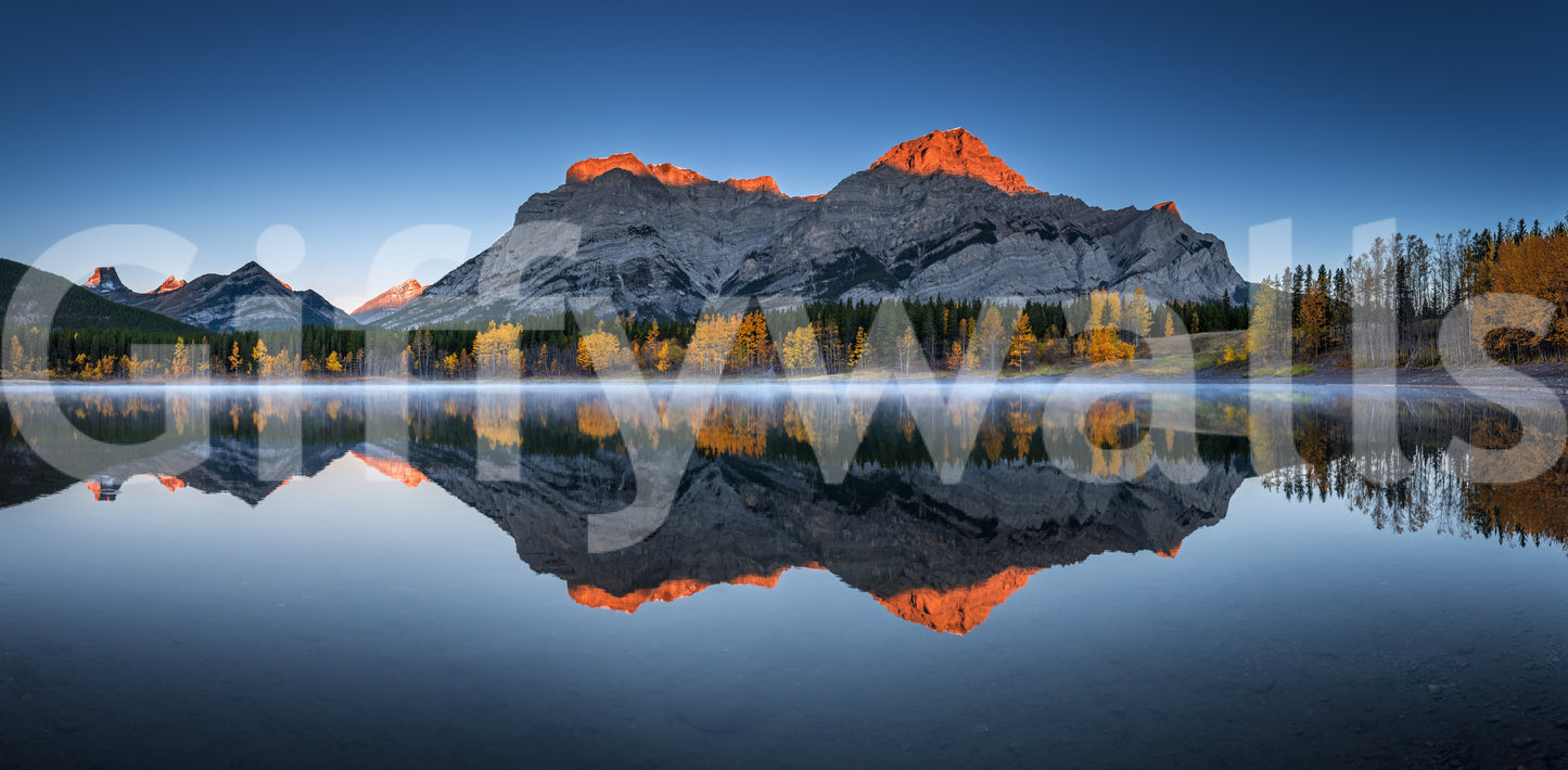 Golden Peak Alpine Reflection Wall Mural