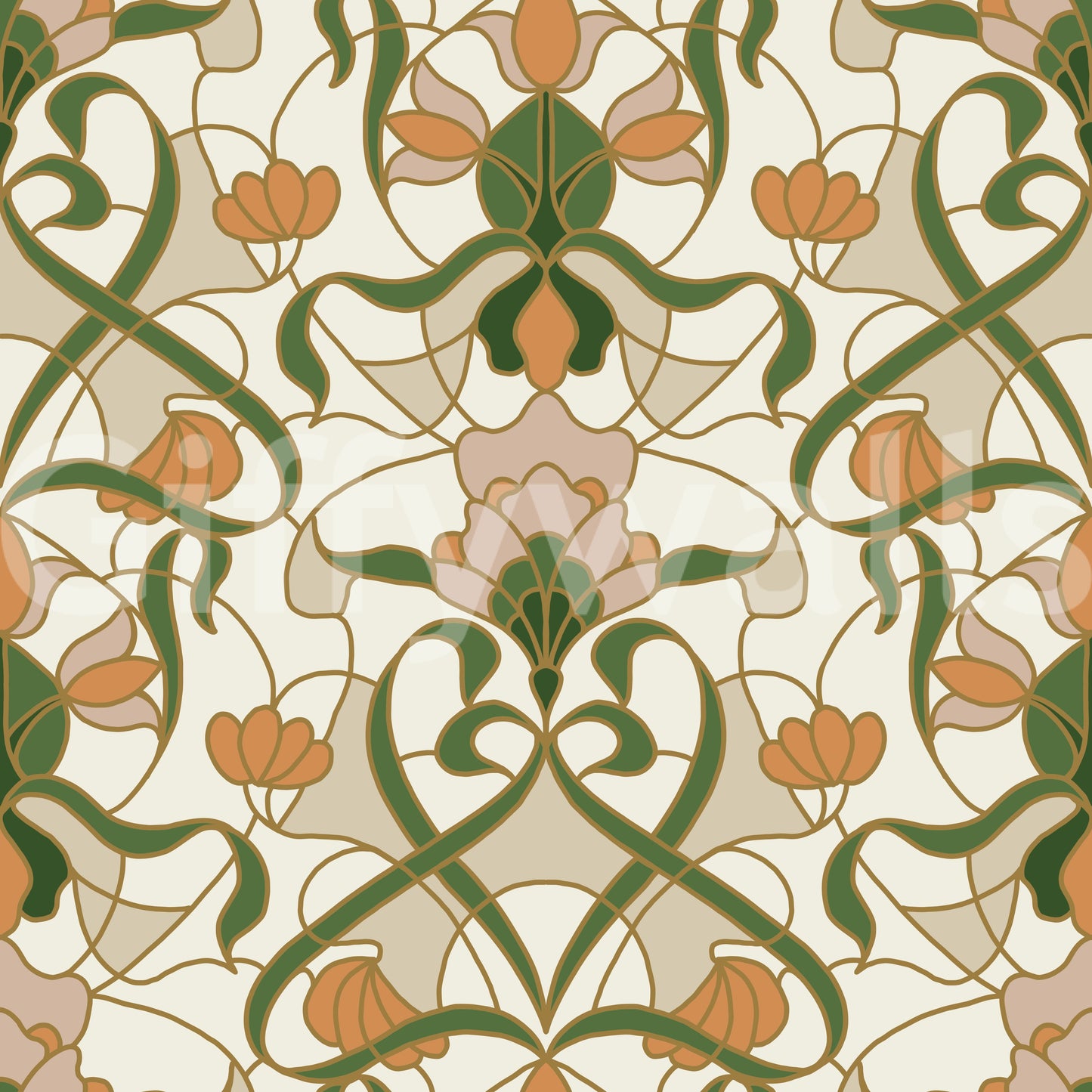 Art Nouveau Floral Interlace Wallpaper