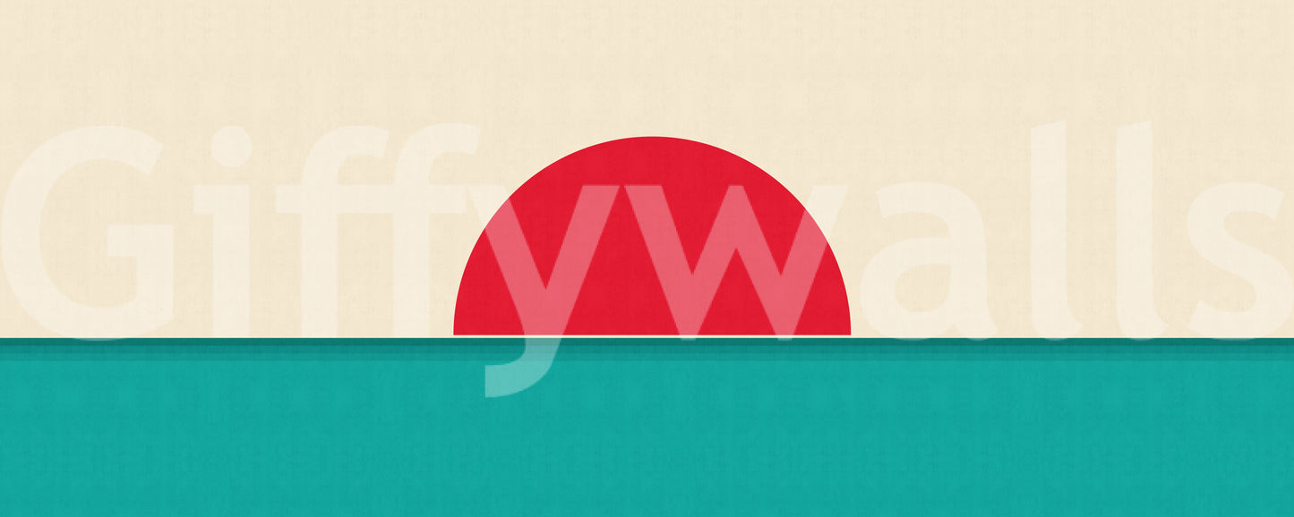 Minimalist Red Sun Seascape Wall Mural