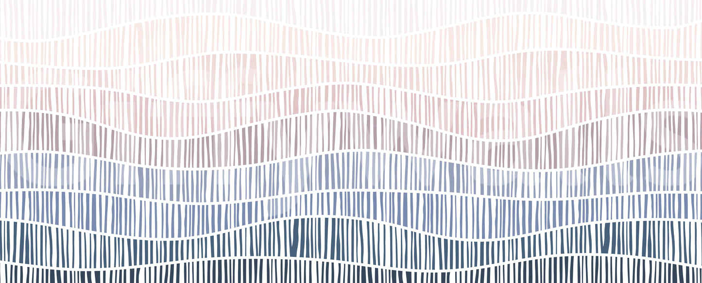 Gradient Waves of Line Art Wall Mural