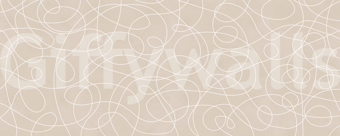 Minimalist Soft Beige Line Art Wall Mural