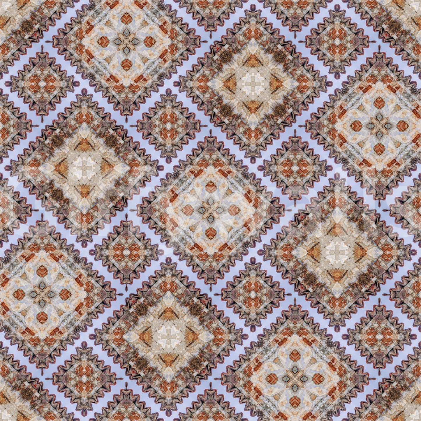 Rustic Diamond Lattice Mosaic Wallpaper