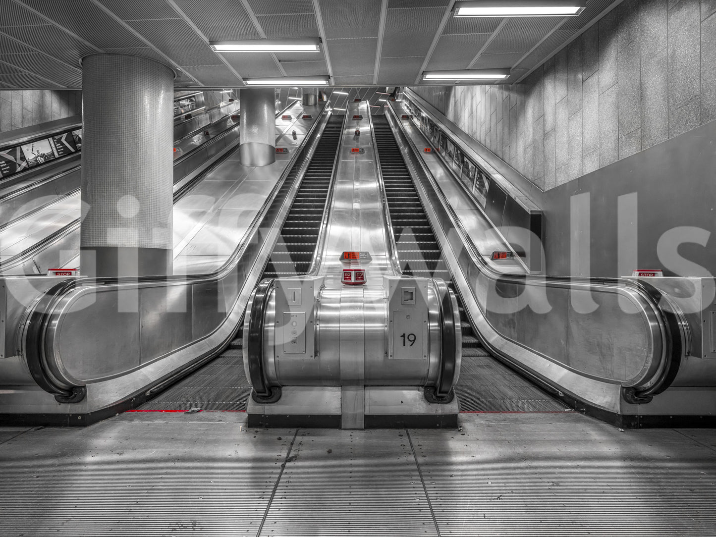 Metallic Urban Transit Symmetry Wall Mural