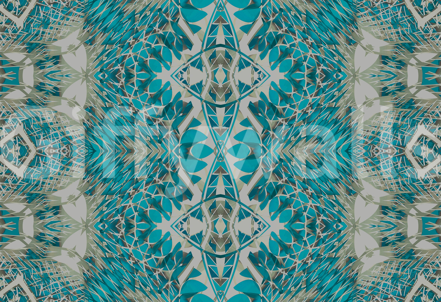 Teal & Gray Intricate Abstract Ornamental Wallpaper - AMBER DESIGN WALLPAPER