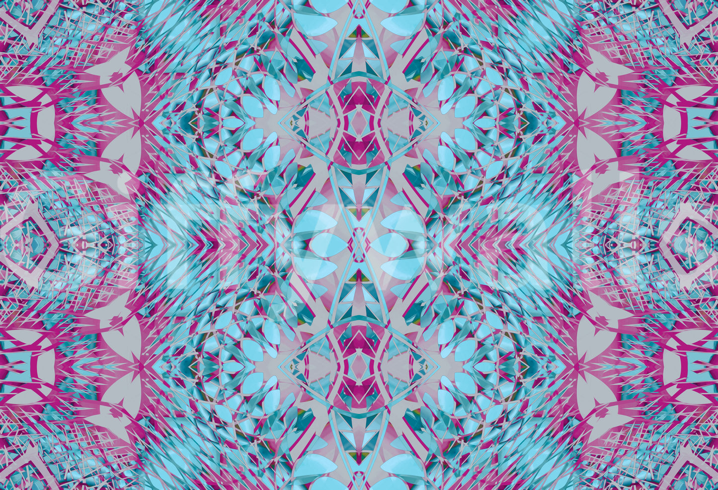 Magenta & Turquoise Abstract Ornamental Lattice Wallpaper - AMBER DESIGN Wallpaper Wallpaper