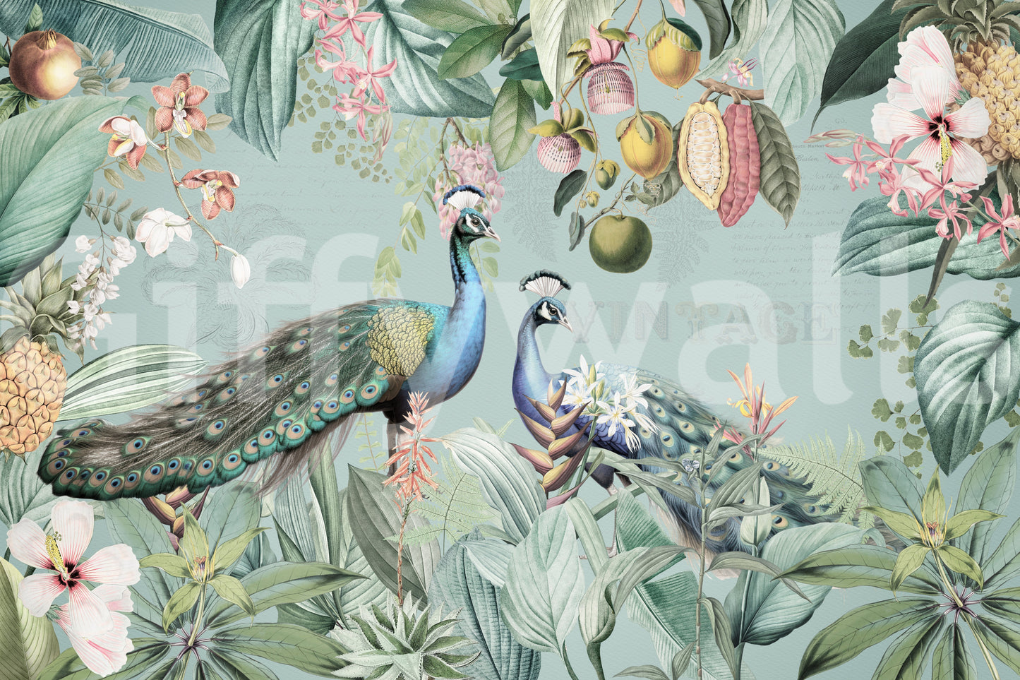Serene Tropical Peacock Sanctuary Wall Mural