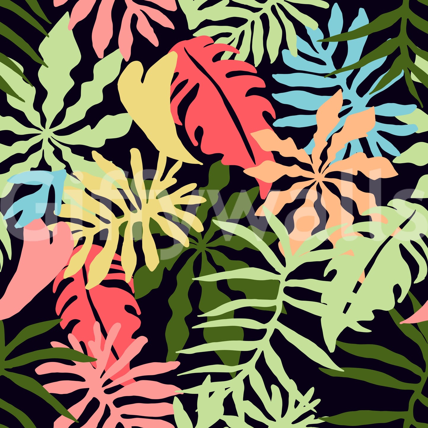Vibrant Tropical Jungle Foliage Pattern Wallpaper