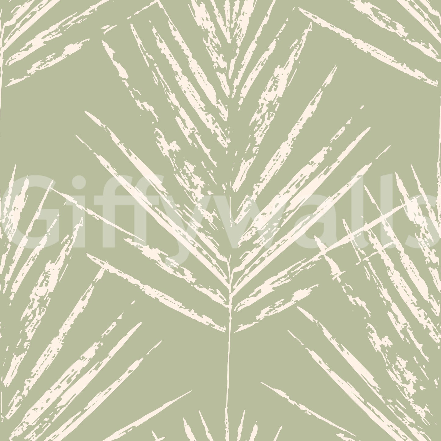 Muted Green Leaf Sketch Wallpaper