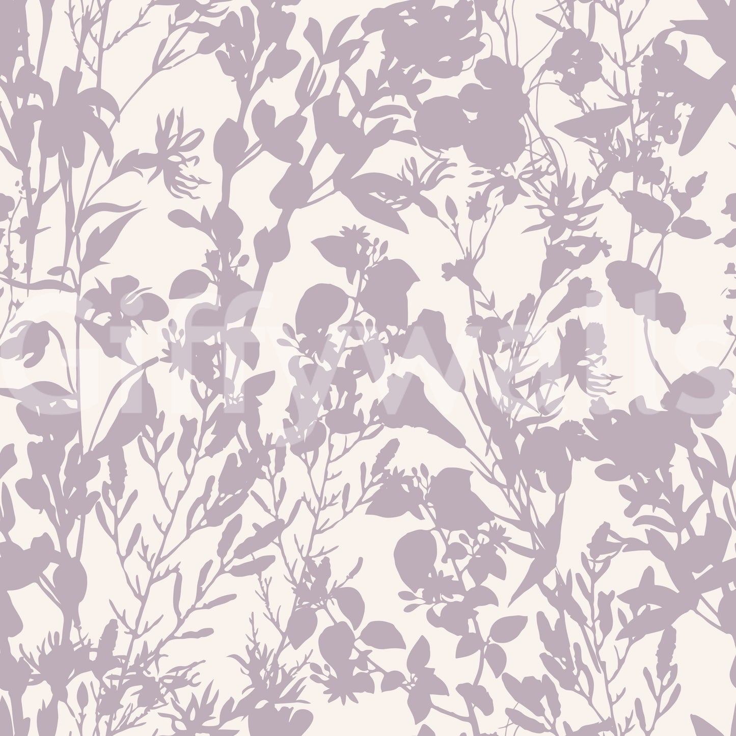 Soft Lavender Botanical Silhouette Wallpaper