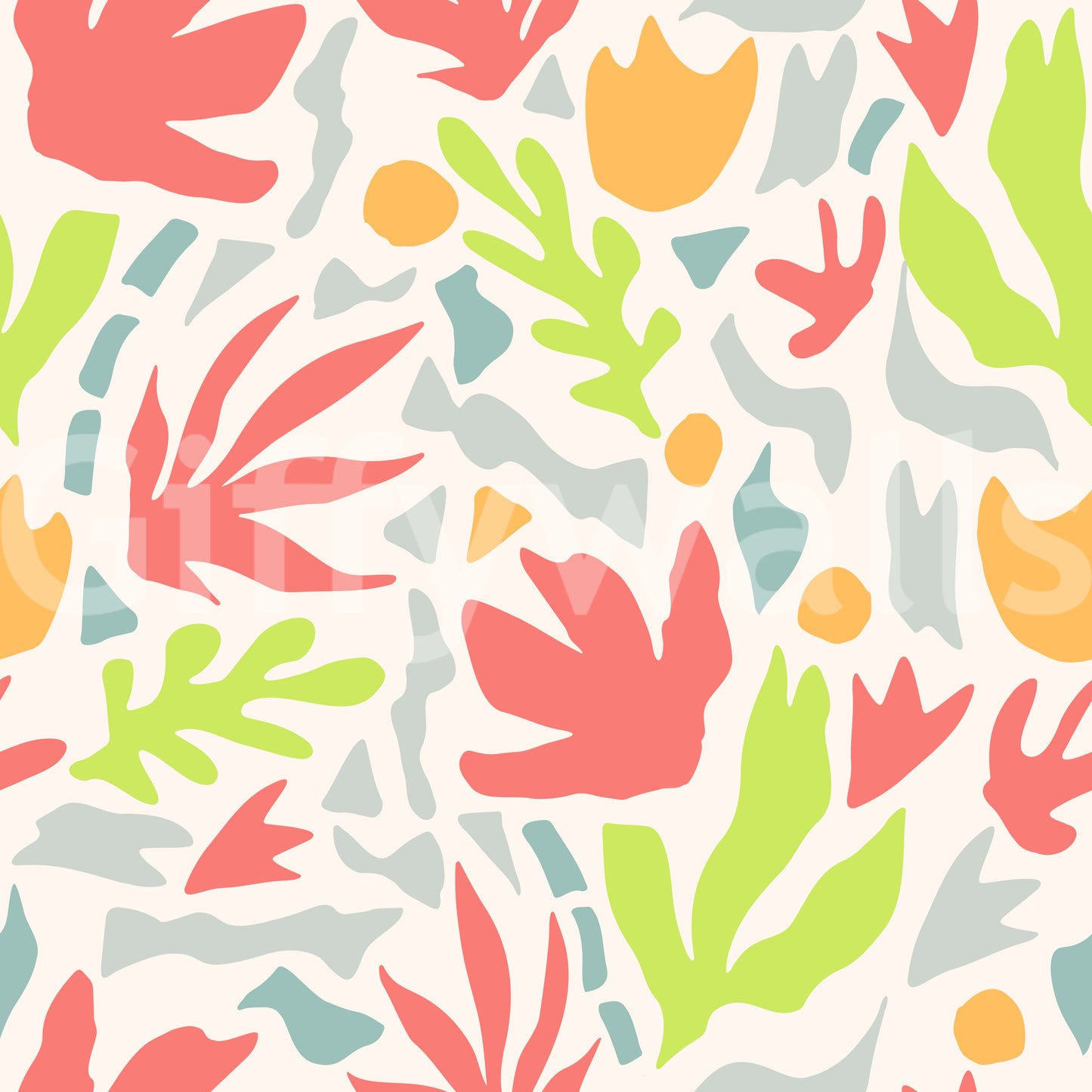 Playful Organic Shapes in Coral and Lime Wallpaper