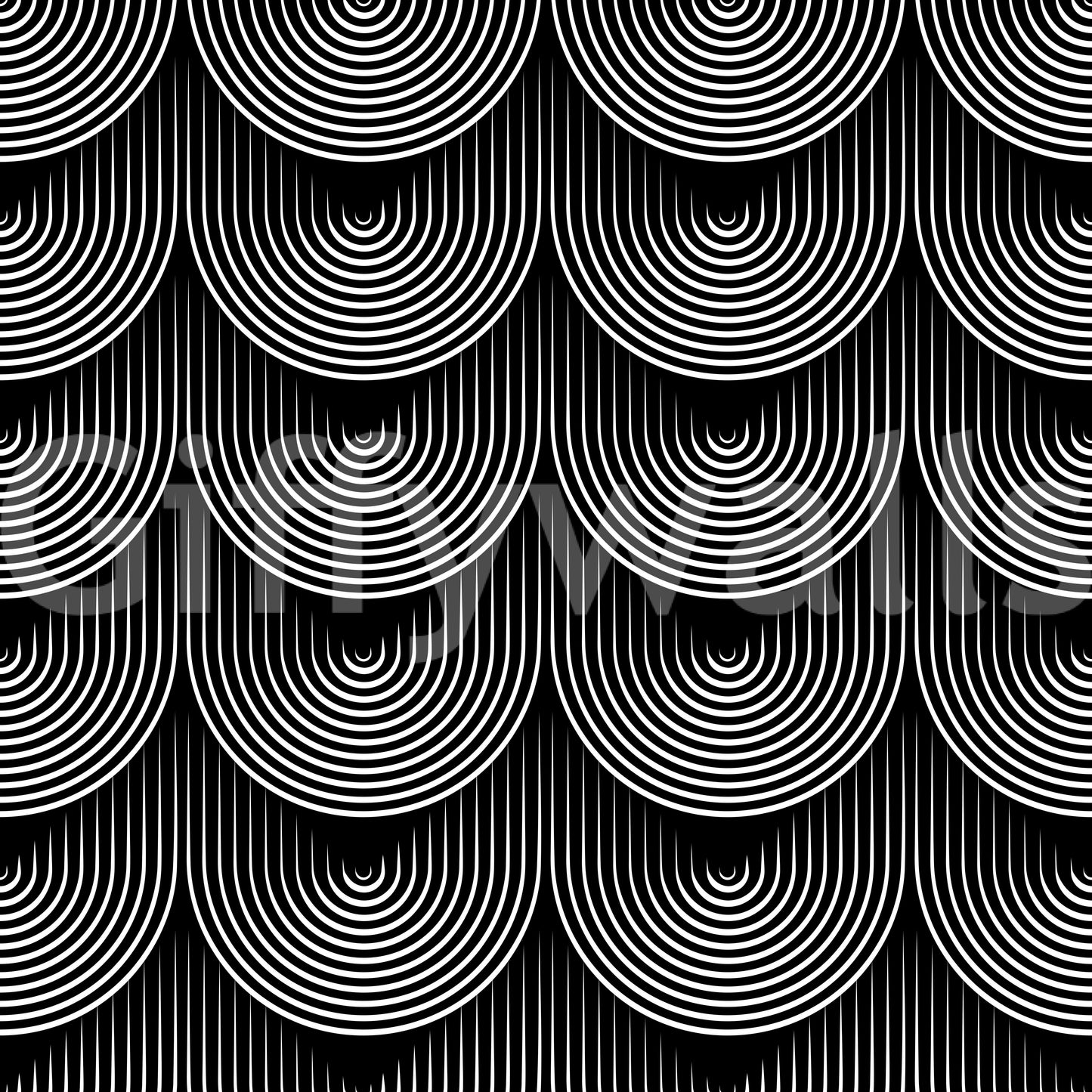 Monochrome Geometric Arc Pattern Wallpaper