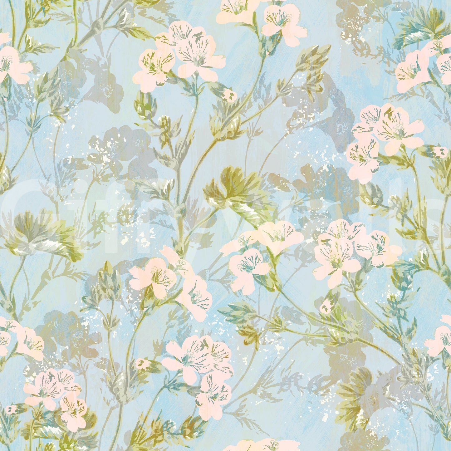 Soft Watercolor Meadow Flora Wallpaper