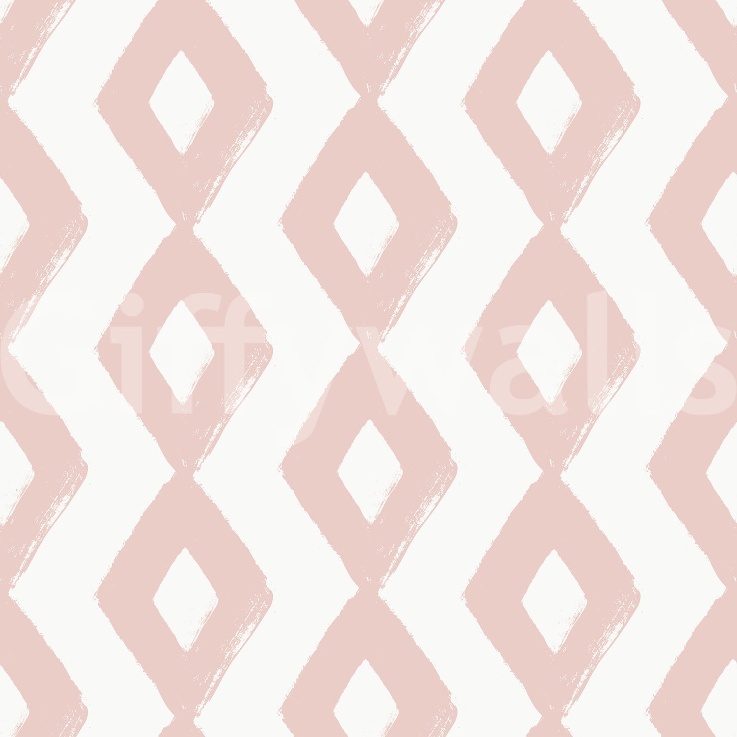 Soft Blush Hand-Painted Diamond Geometric Wallpaper