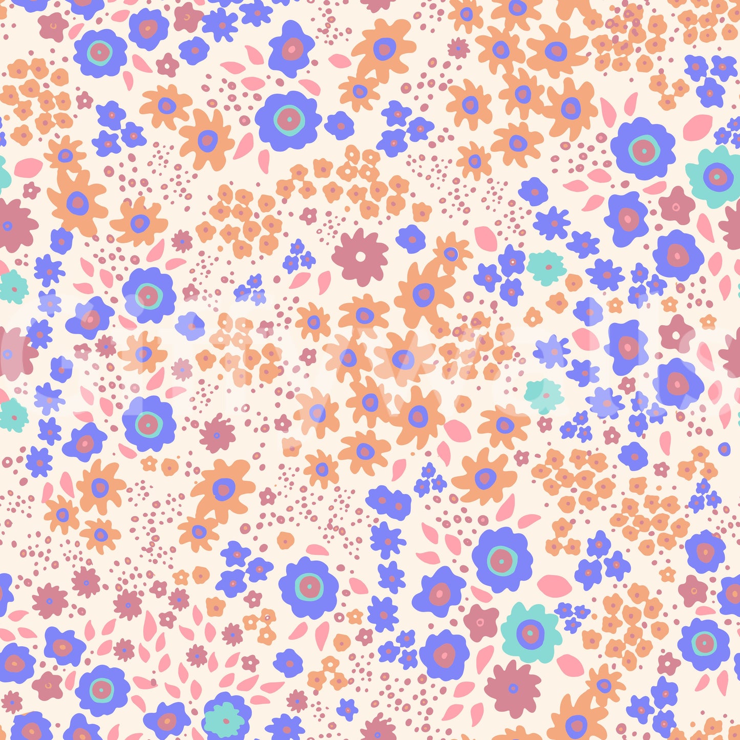 Cheerful Painted Meadow Bloom Wallpaper