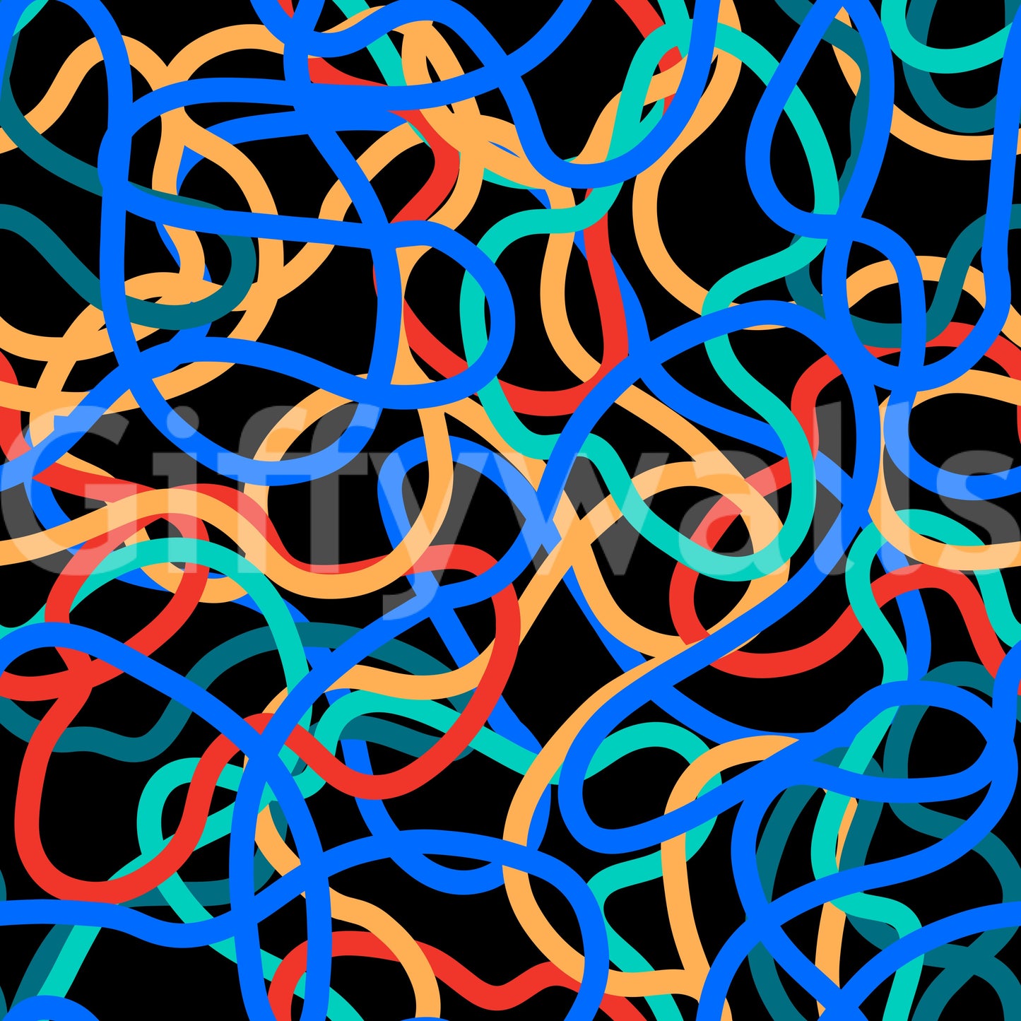 Interwoven Retro Curves Wallpaper