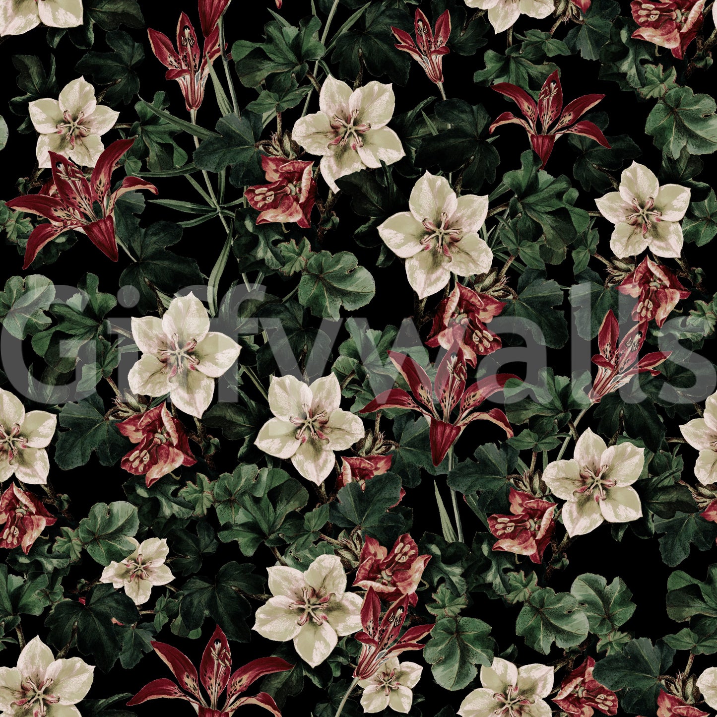 Midnight Garden Botanical Bloom Wallpaper
