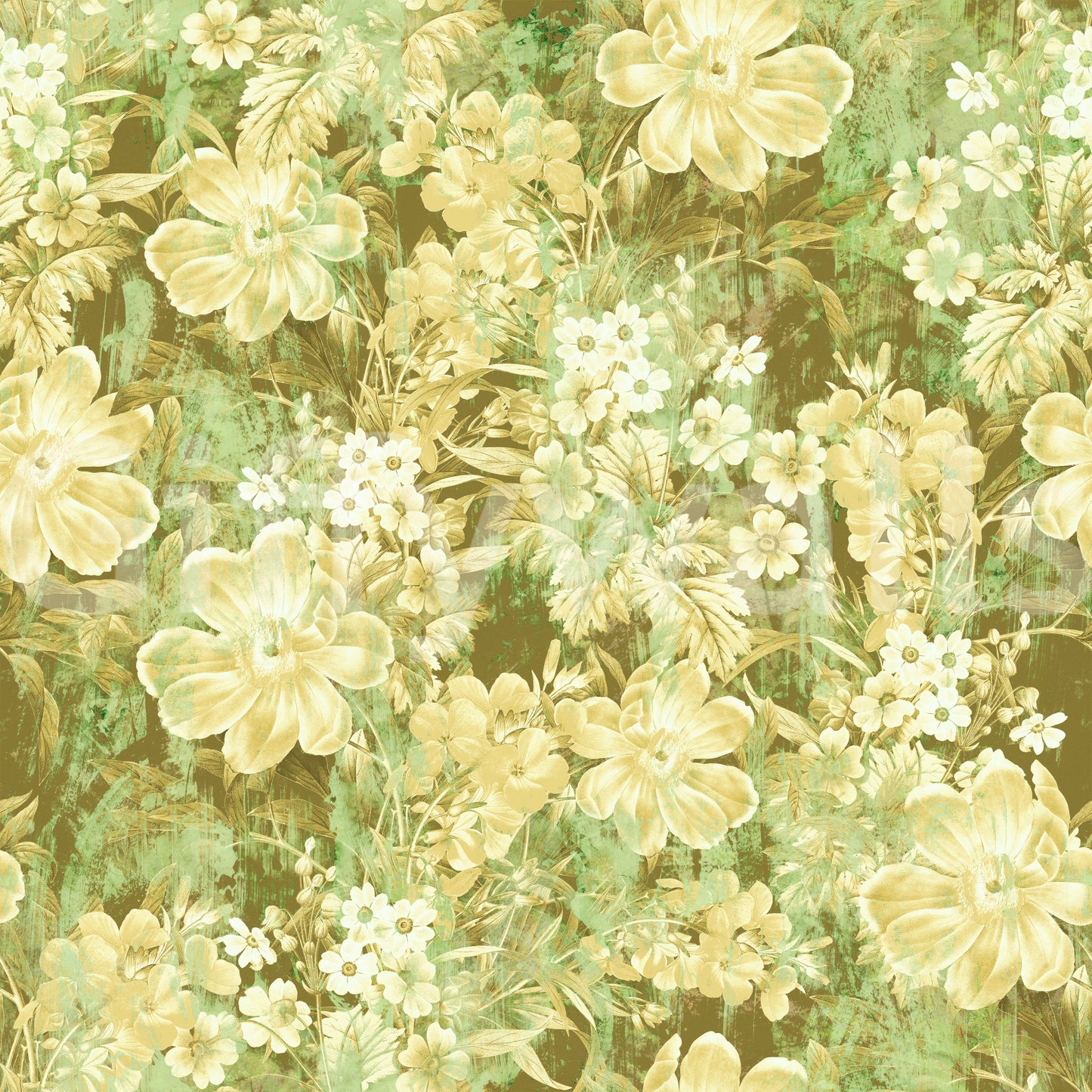 Verdant Floral Texture Motif Wallpaper
