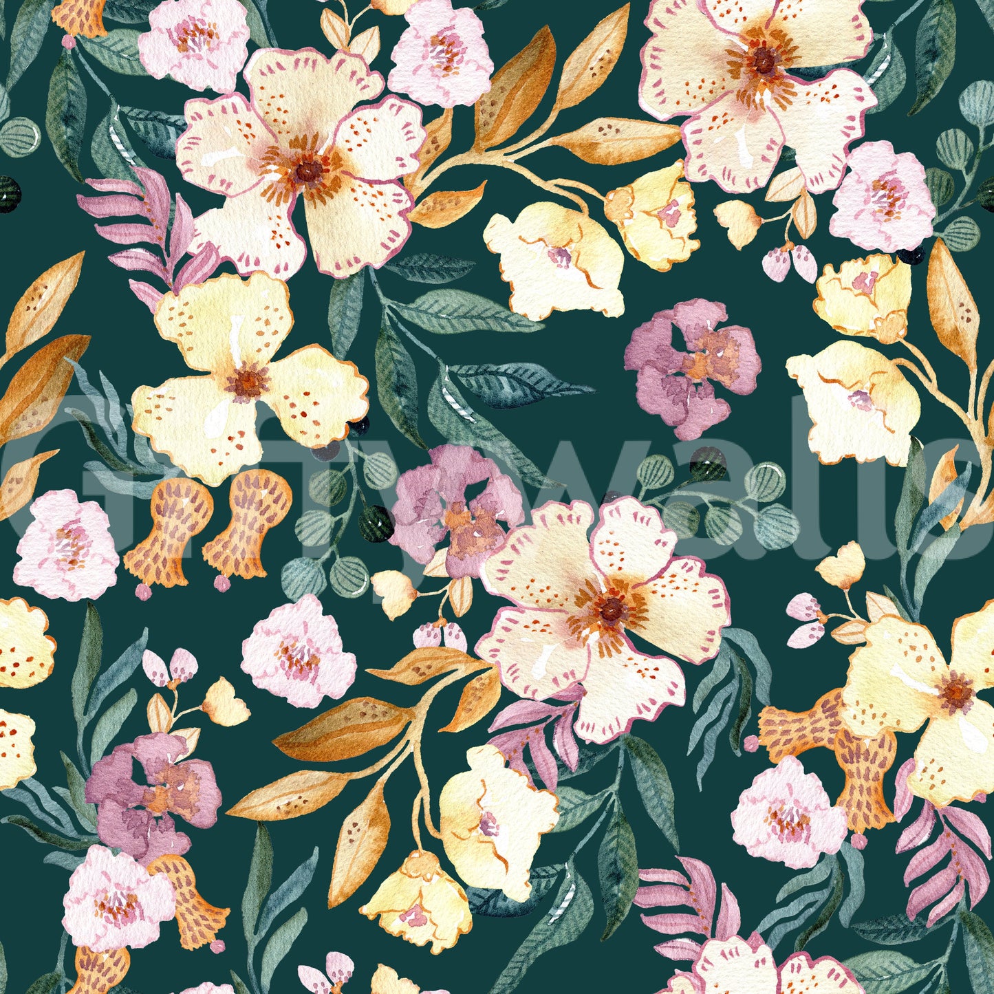 Midnight Botanical Bloom Art Wallpaper