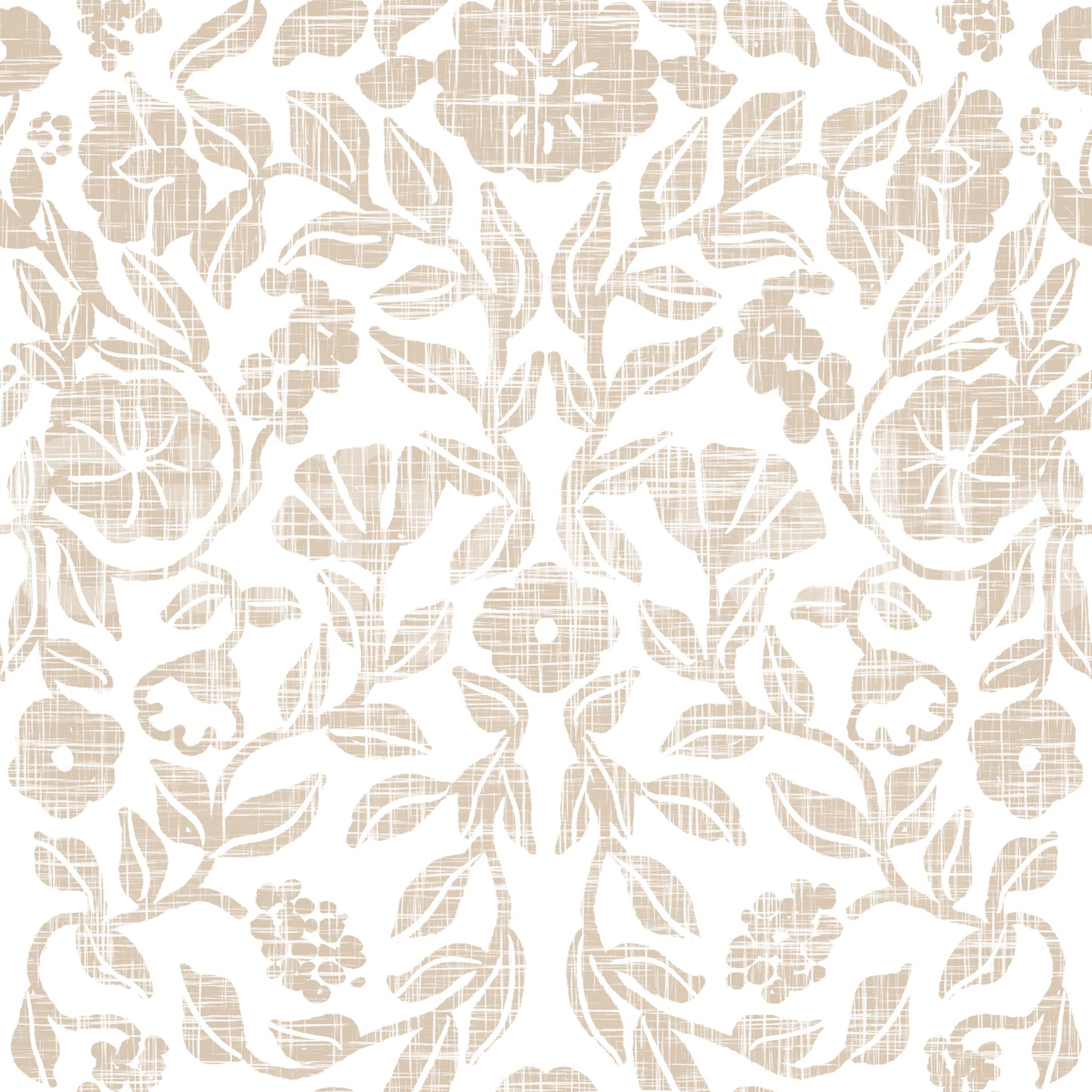 Rustic Linen Damask Motif Wallpaper