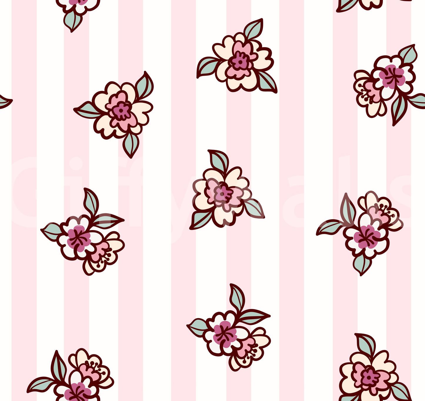 Soft Pink Blossom Stripe Wallpaper