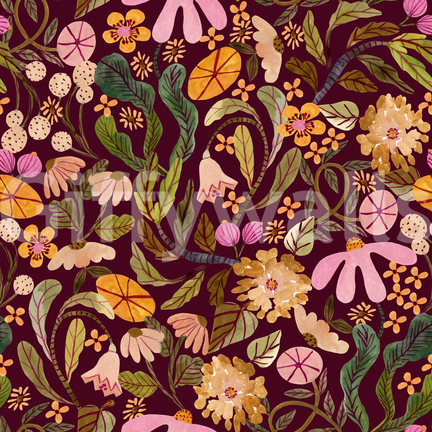 Vintage Botanical Twilight Wallpaper