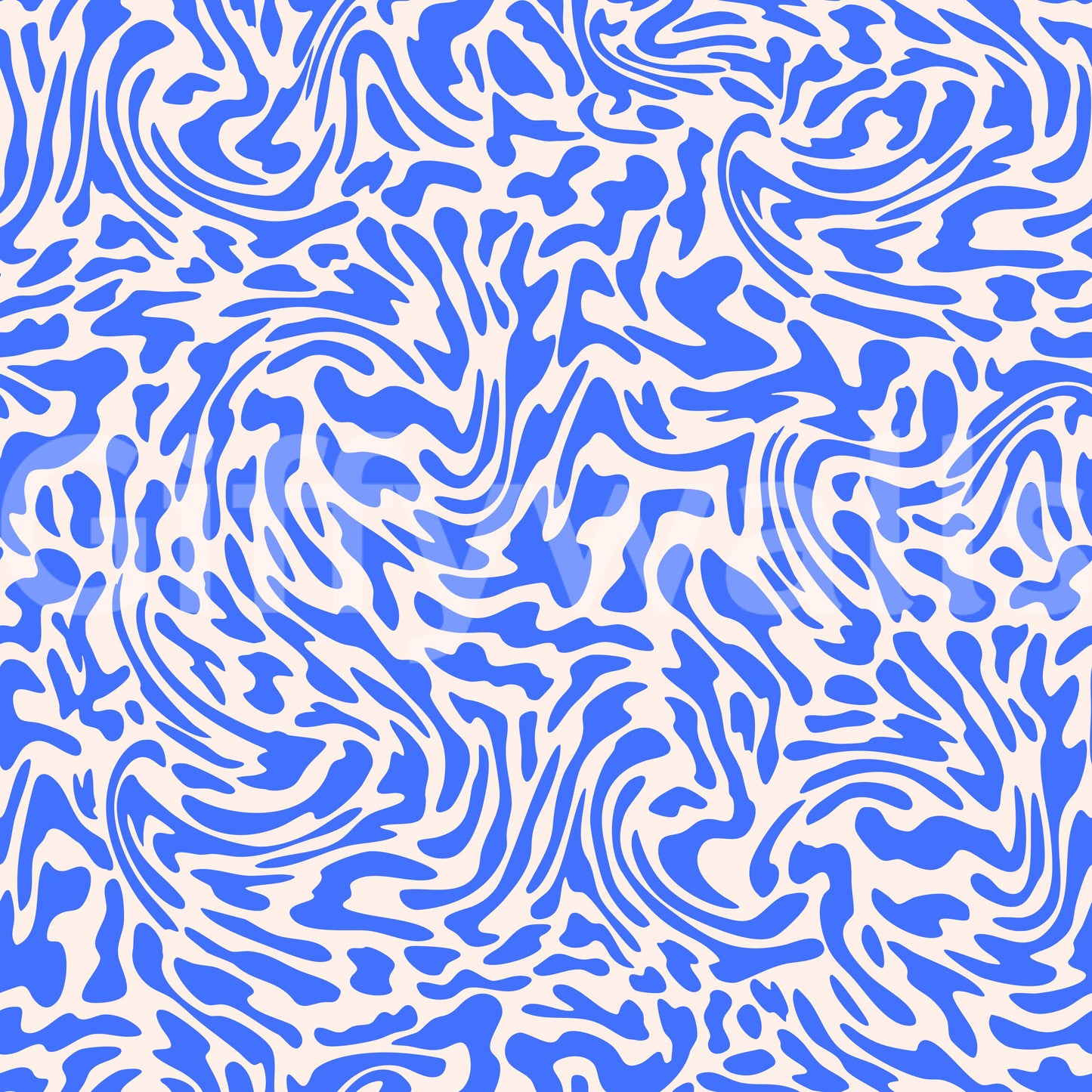 Vibrant Cobalt Swirl Pattern Wallpaper