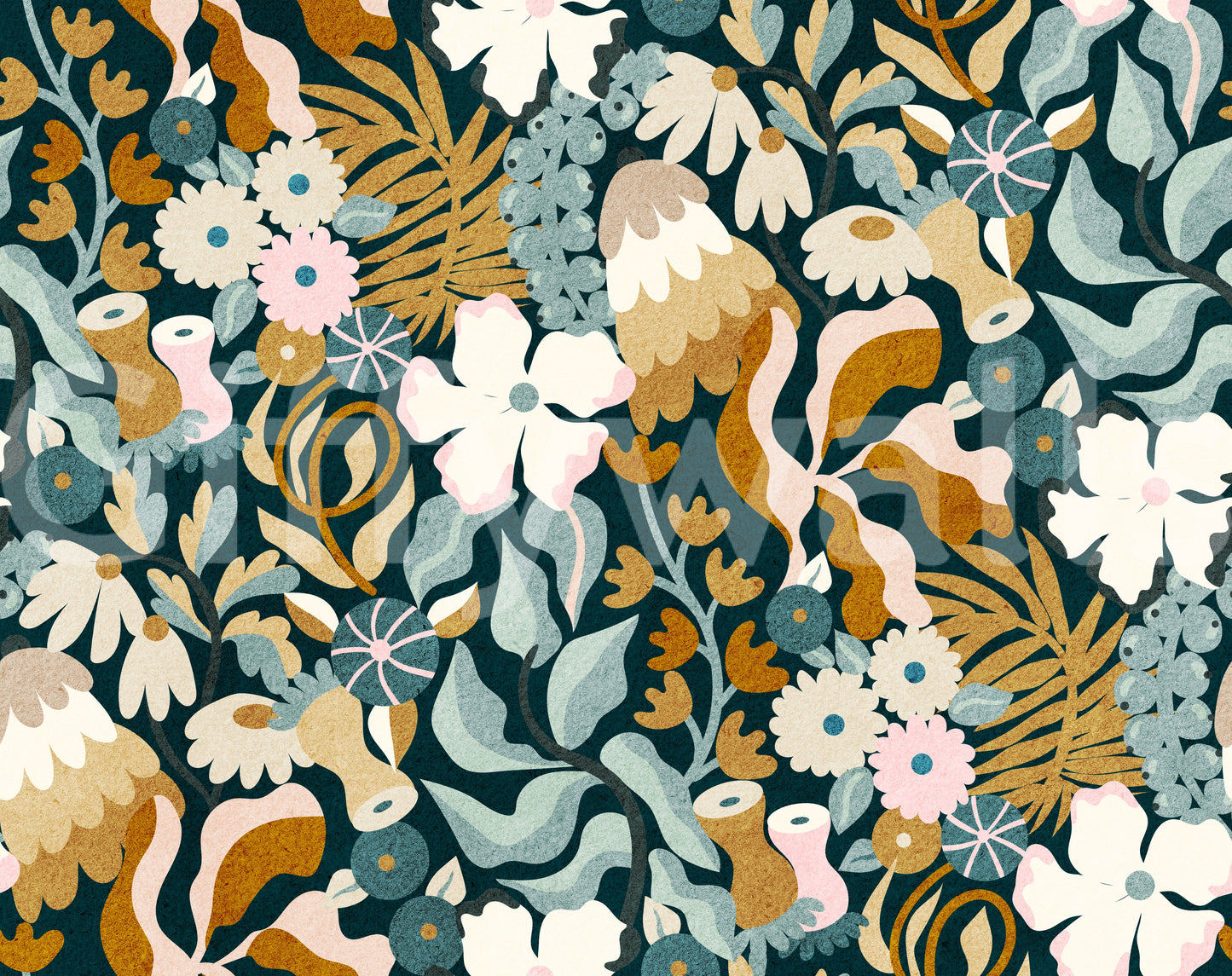 Retro Earthy Floral Bloom Wallpaper