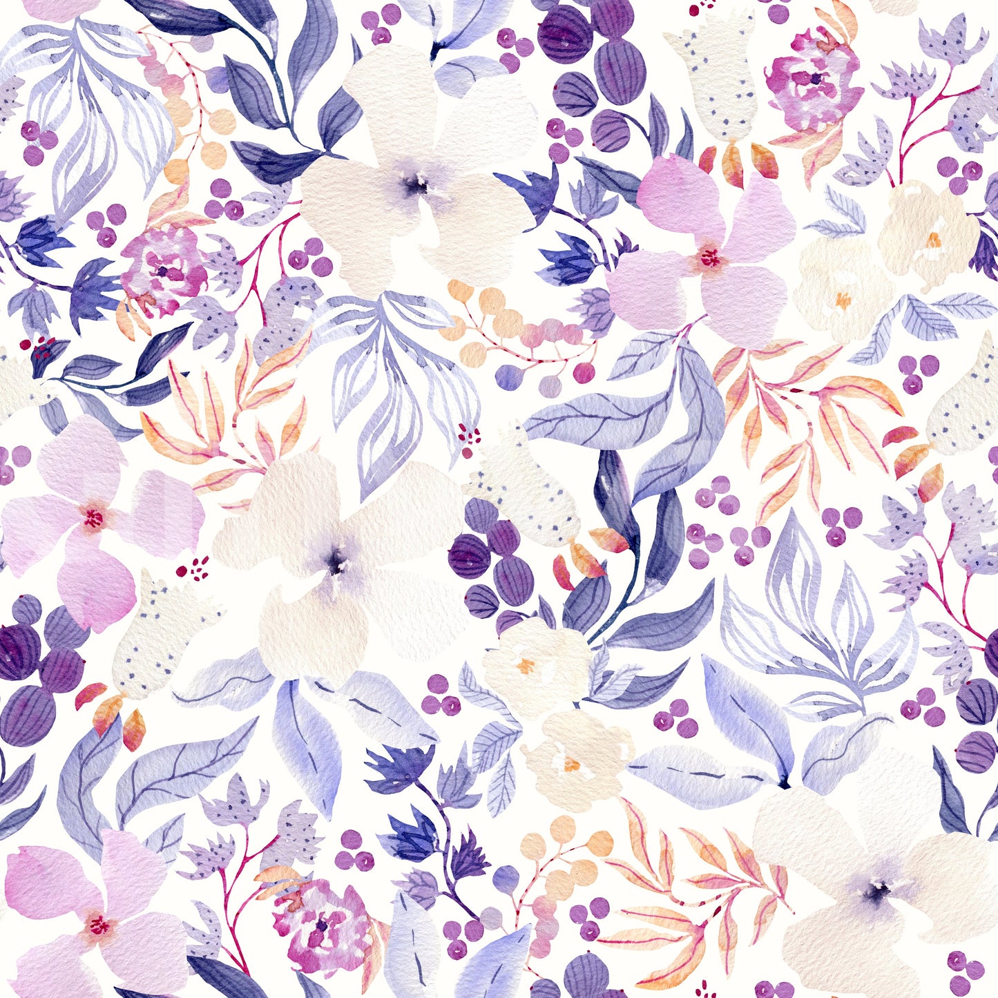 Lavender Bloom Watercolor Garden Wallpaper