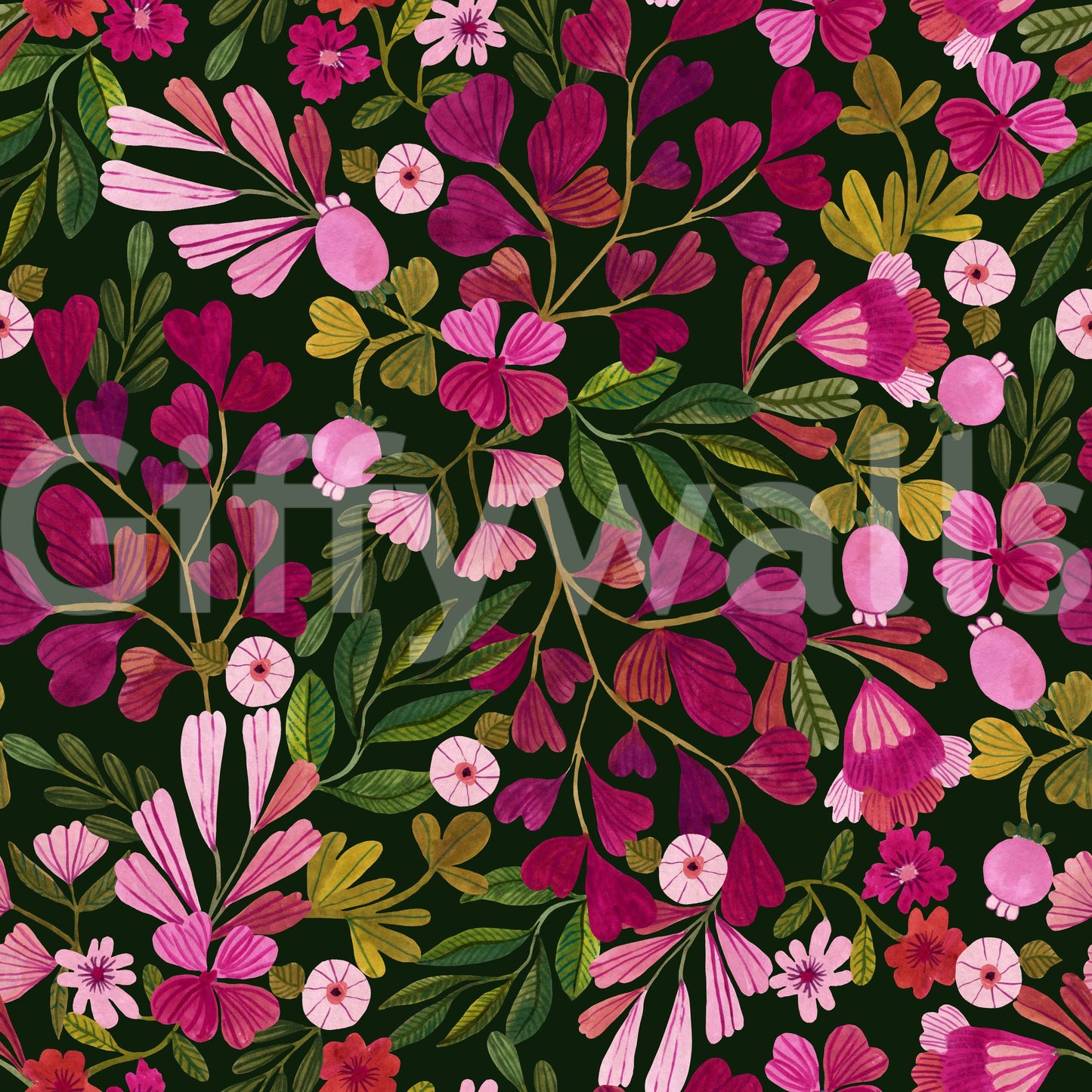 Midnight Botanical Meadow Wallpaper